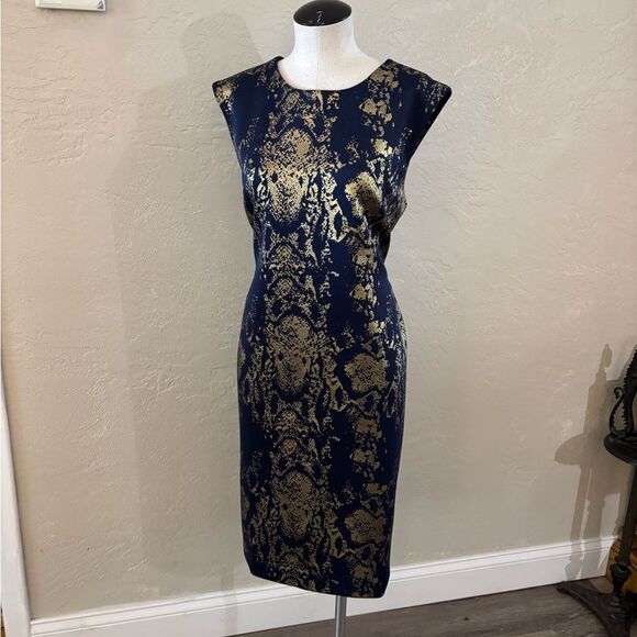 Philosophy Snake print Navy and Gold Dress Sz  XL - Picture 1 of 7